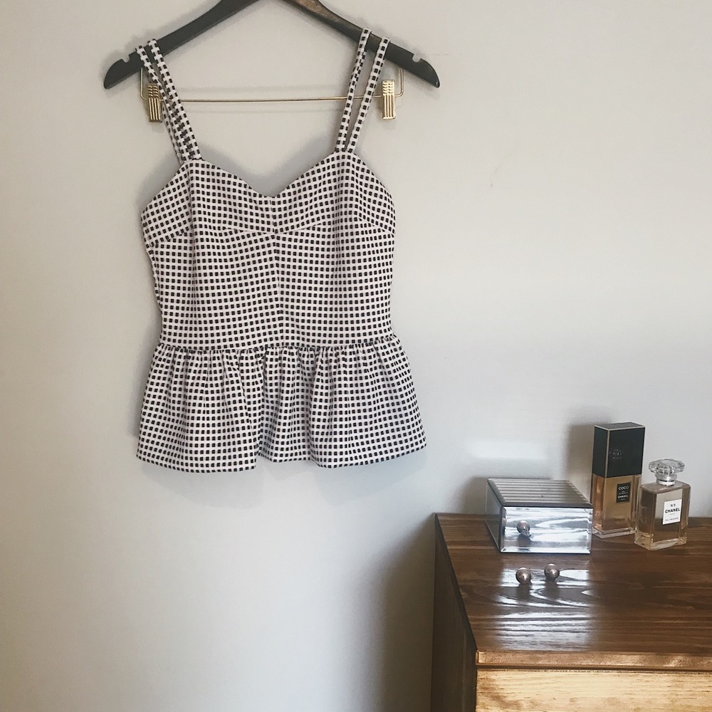 B+W Checkered Peplum Tank